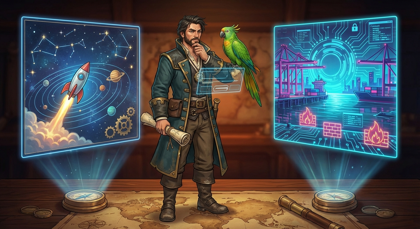 Captain Nemo and Bit selecting the next DLC campaign