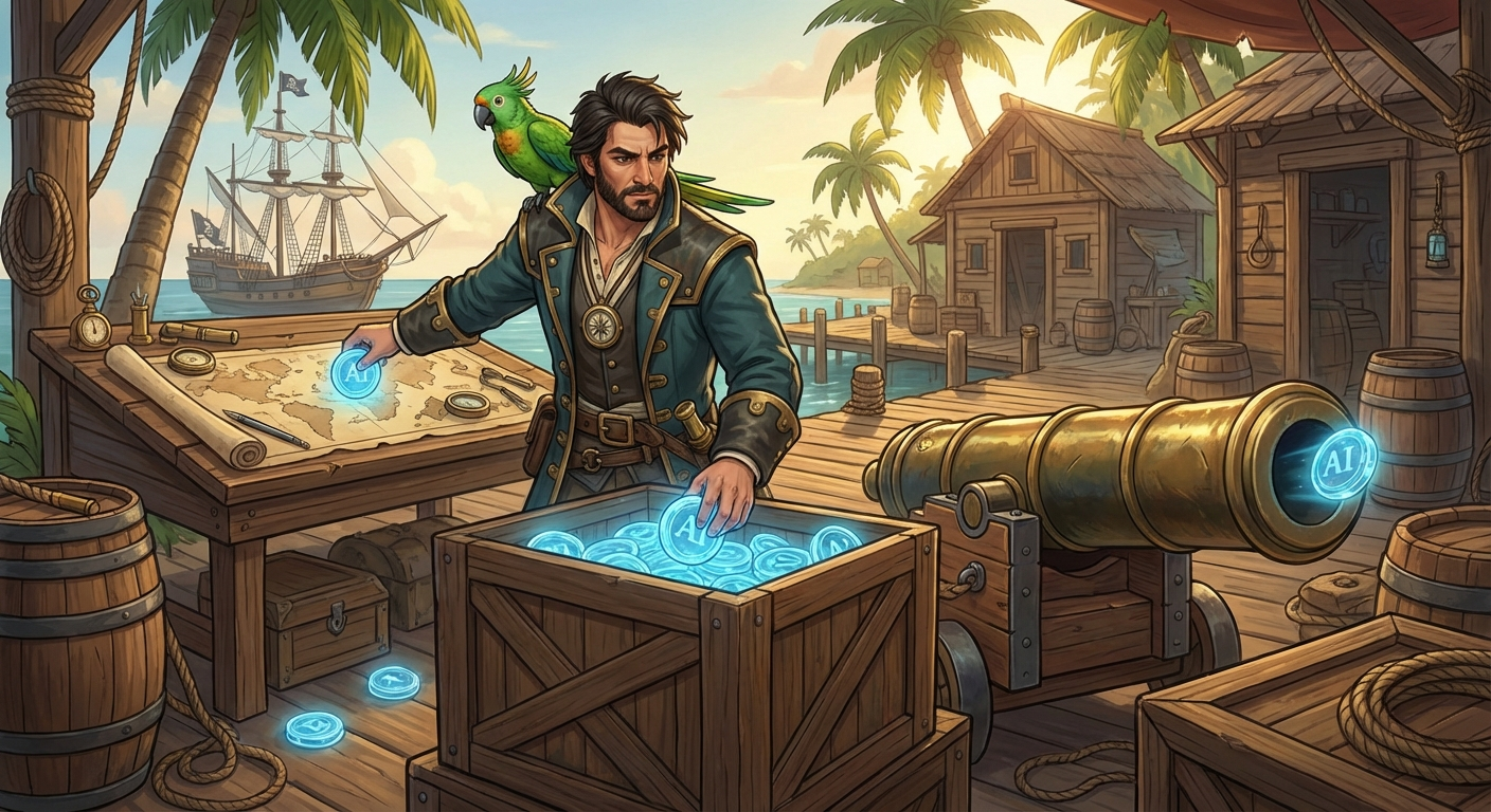 Captain Nemo and Bit staging AI concepts into island landmarks
