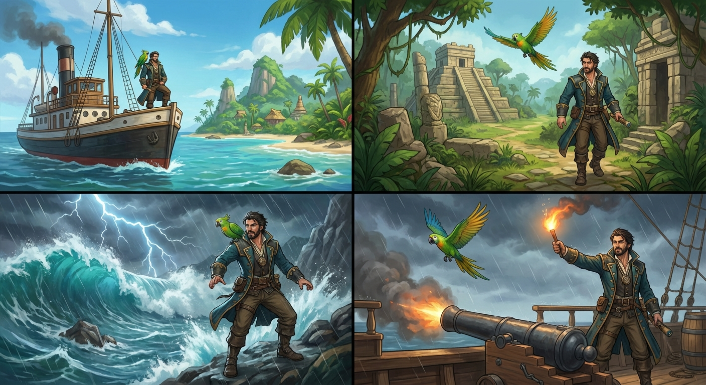 Captain Nemo and Bit moving through the core gameplay loop