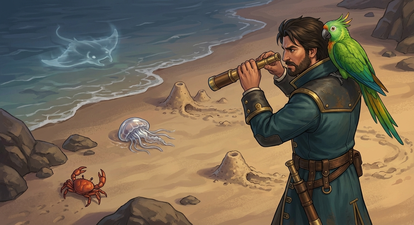 Captain Nemo and Bit scouting island enemy types