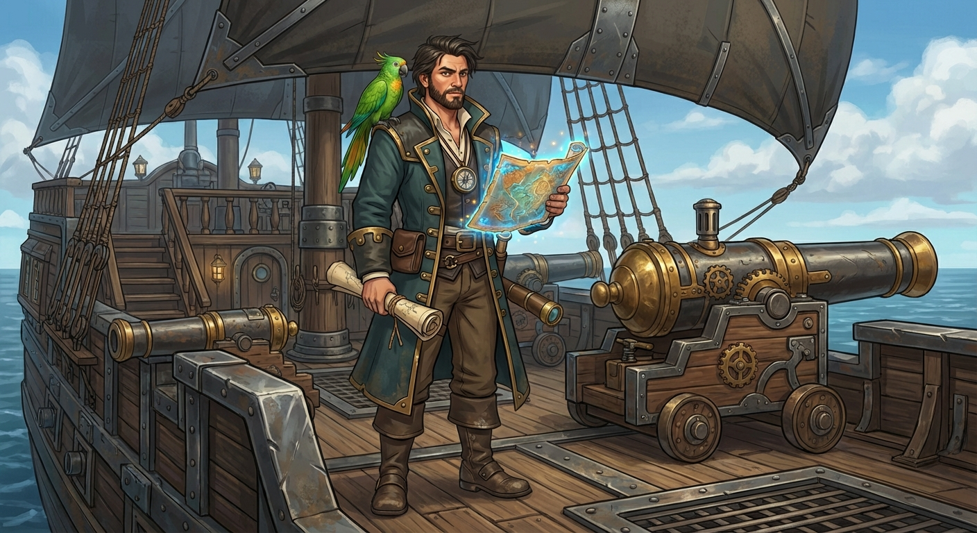 Captain Nemo and Bit aboard the upgraded ship Loci