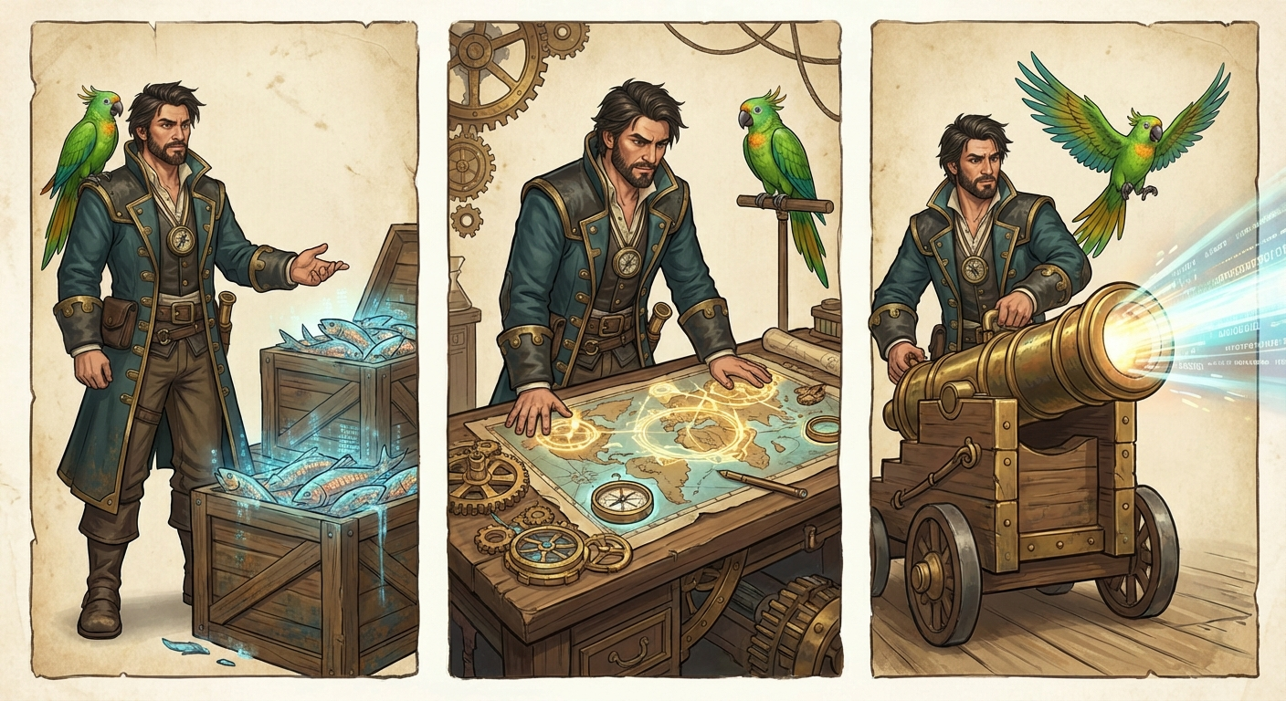 Captain Nemo and Bit connecting AI concepts to world metaphors