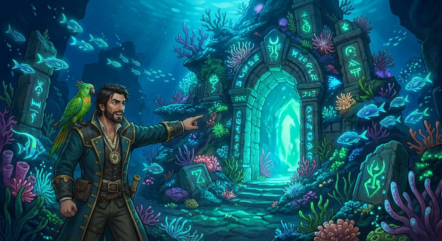Captain Nemo and Bit discovering the hidden reef