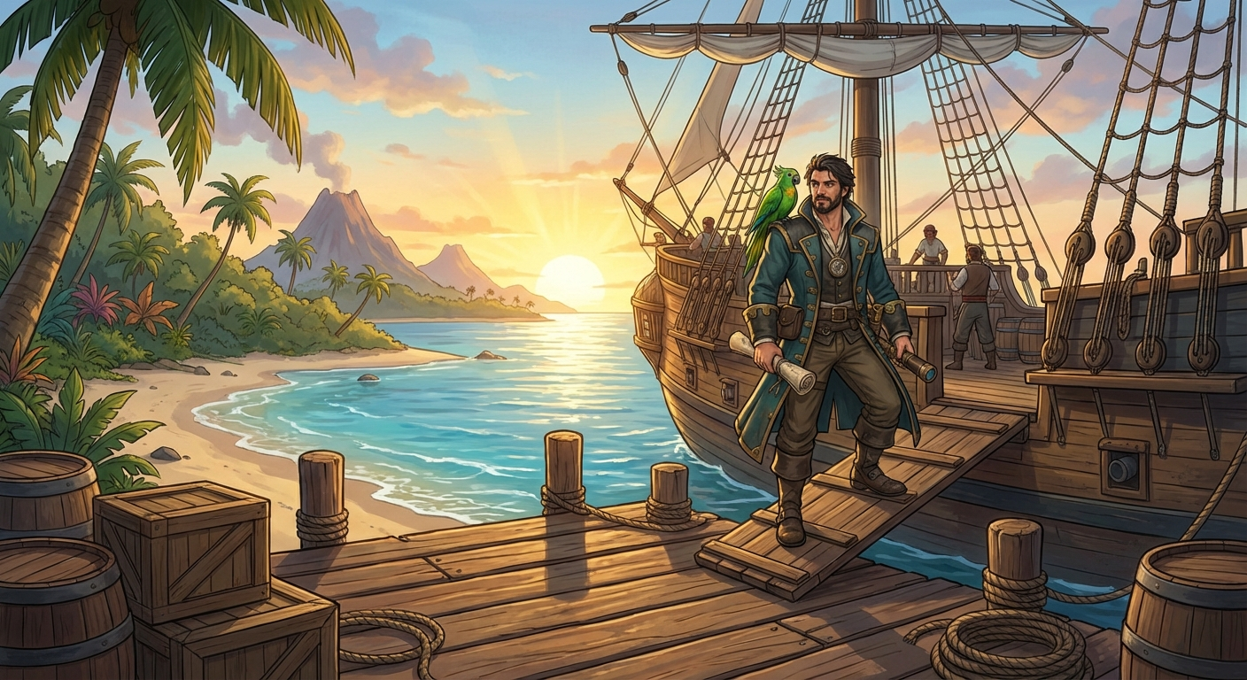 Captain Nemo and Bit boarding ship to begin the voyage